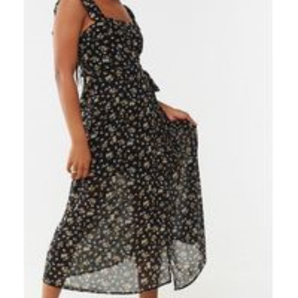 Floral Print Mock Wrap Dress M NWT